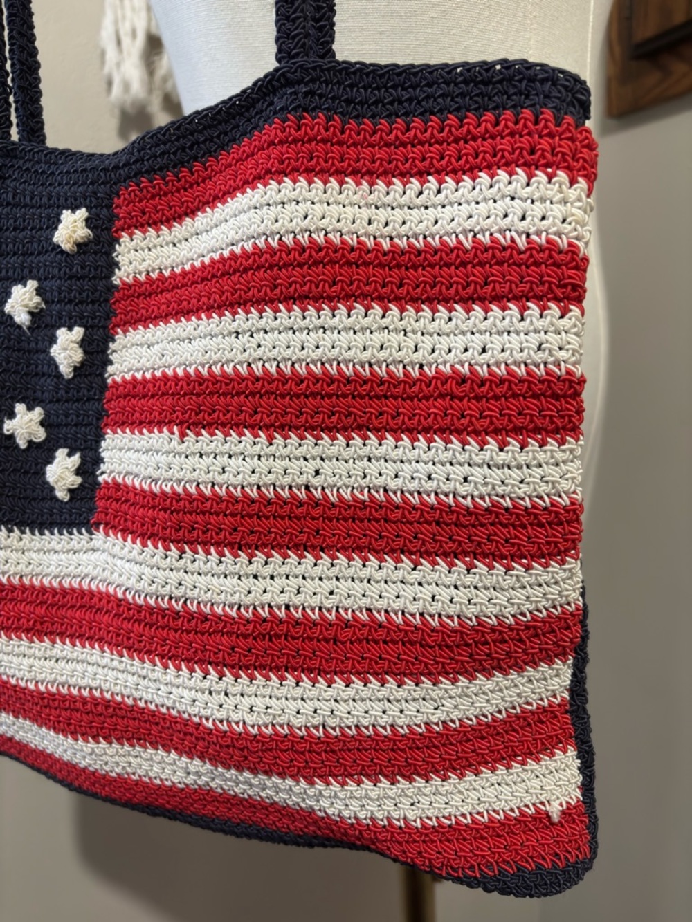 Source Unknown Red White Blue Crochet Flag Tote - Picture 3 of 7
